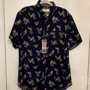 MBX Premium “Good VibesOnly”Navy Fruit Print Shirt